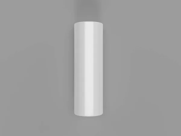 在浅灰背景上孤立的白色圆柱体的3D插图 — 图库照片