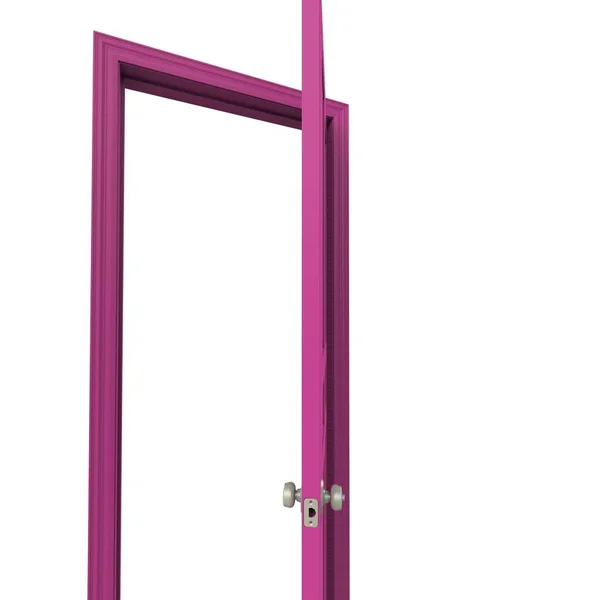 Open Roze Geïsoleerde Binnendeur Gesloten Illustratie Rendering — Stockfoto