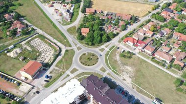 Belgrad, Sırbistan 'daki Roundabout Circle kavşağının hava görüntüsü