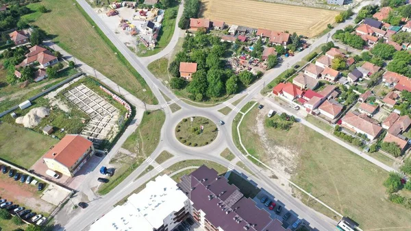 Flygbild Roundabout Circle Vägskäl Belgrad Serbia — Stockfoto