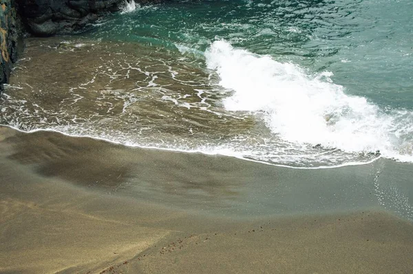 Soft Ocean Waves Foam Sandy Beach Gran Canaria Spain — Stock Photo, Image