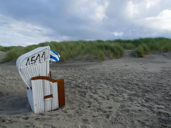 Beautiful Shot Beach Chairs Sandy Shore North Sea Juist Island — Stock Photo, Image