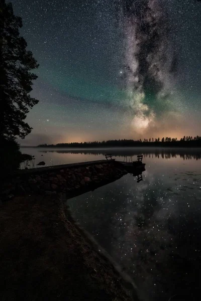 芬兰康加斯涅米的北极光 Aurora Borealis 景象令人惊叹 — 图库照片