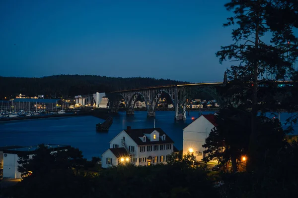 Puente Newport Oregon Por Noche — Foto de Stock