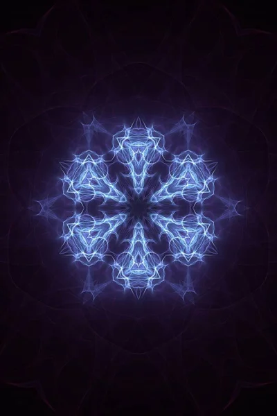 Vertical Black Background Bright Purple Lights Snowflake Shape — Stock Photo, Image