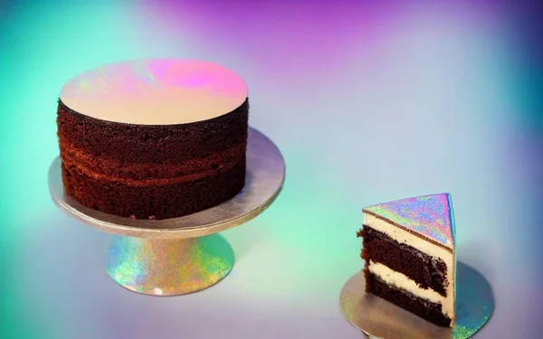 Een Weergave Van Dromerige Dessert Achtergrond Levendige Pastelkleuren Met Taart — Stockfoto