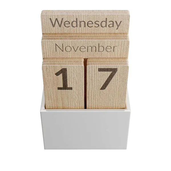 Calendario Con Tavole Legno Isolate Sfondo Bianco — Foto Stock