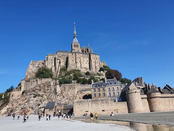Het Uitzicht Mont Saint Michel Getijdeneiland Vasteland Gemeente Normandië Frankrijk — Stockfoto