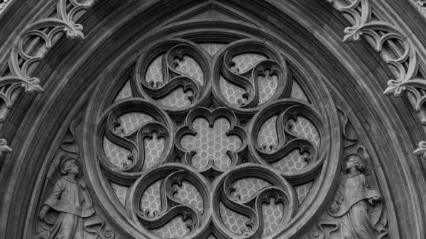 Grijs Houtsnijwerk Muren Van Duomo Milano Kerk — Stockfoto