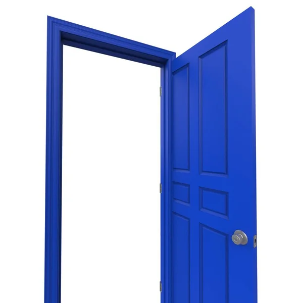 Blauw Open Geïsoleerde Binnendeur Gesloten Illustratie Rendering — Stockfoto