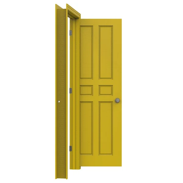 Žluté Otevřené Izolované Dveře Interiéru Zavřené Ilustrace Vykreslování — Stock fotografie
