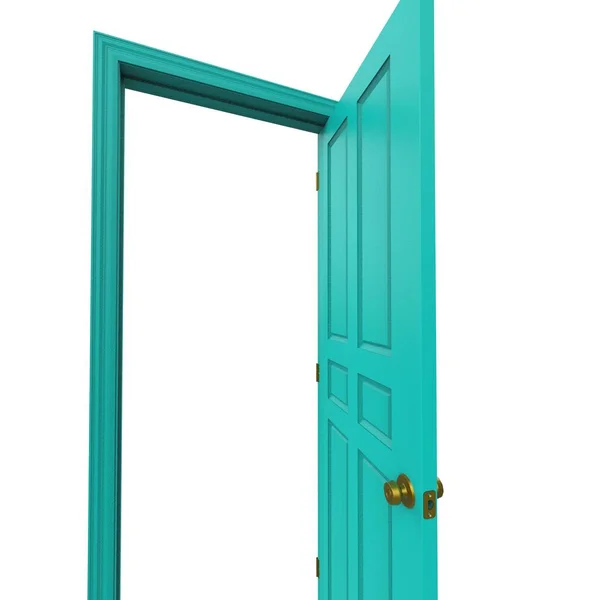 Licht Blauw Open Geïsoleerde Binnendeur Gesloten Illustratie Rendering — Stockfoto