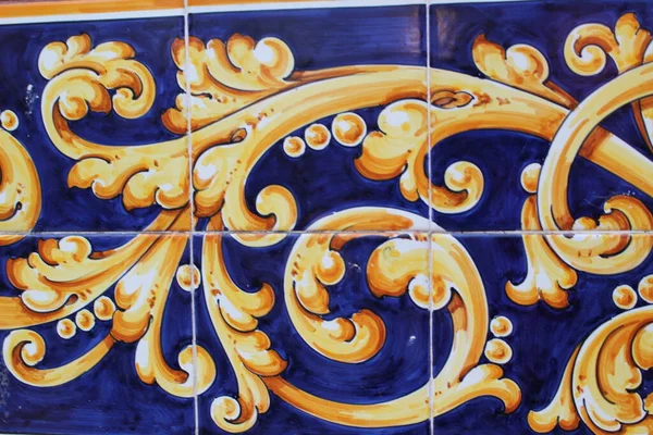 Design Decorated Ceramic Tiles Azulejos Talavera Reina — Stock Photo, Image