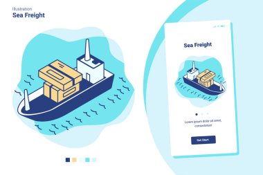 Mobil resim sürümlü bir deniz yükü için vektör çizimi