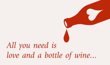 Bej arka planda bir şişe şarapla ilgili bir alıntı.