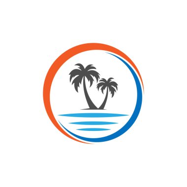 Şirketler için yaratıcı yuvarlak palmiye ağacı logosu tasarımının dijital bir çizimi