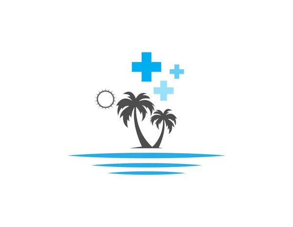 Ilustración Digital Diseño Logotipo Marca Palmeras Médicas Creativas Para Empresas — Vector de stock