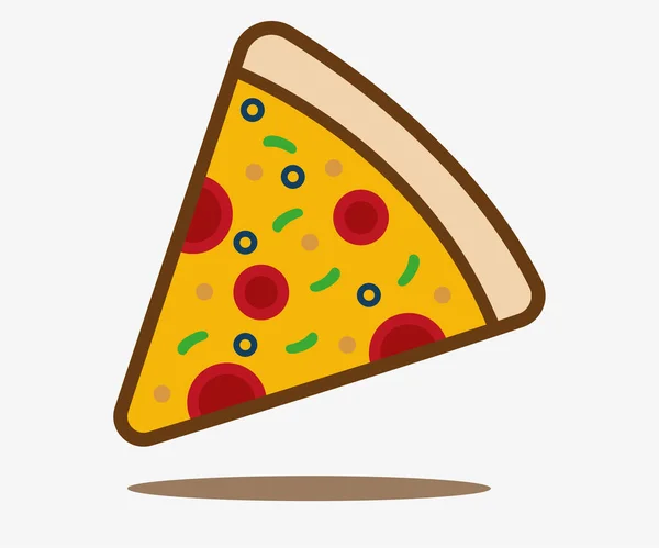 Pizza Skiva Logotyp Med Skugga Den Vita Bakgrunden — Stock vektor