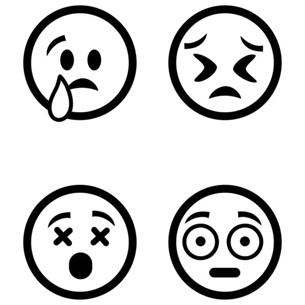 Svart Och Vit Söt Smiley Emoticon Ansikten Som Vit Bakgrund — Stock vektor