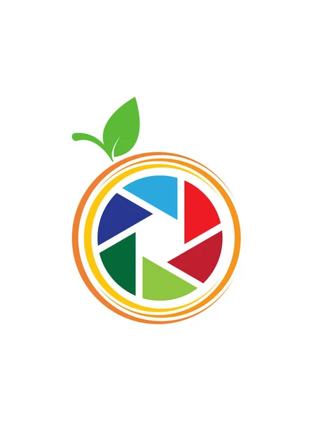 Pohled Barevné Logo Fotoaparátu Oranžové Izolaci Bílém Pozadí — Stockový vektor