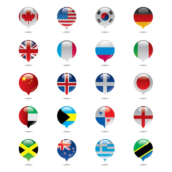 Een Vector Van Vlaggen Van Verschillende Landen Witte Achtergrond — Stockvector