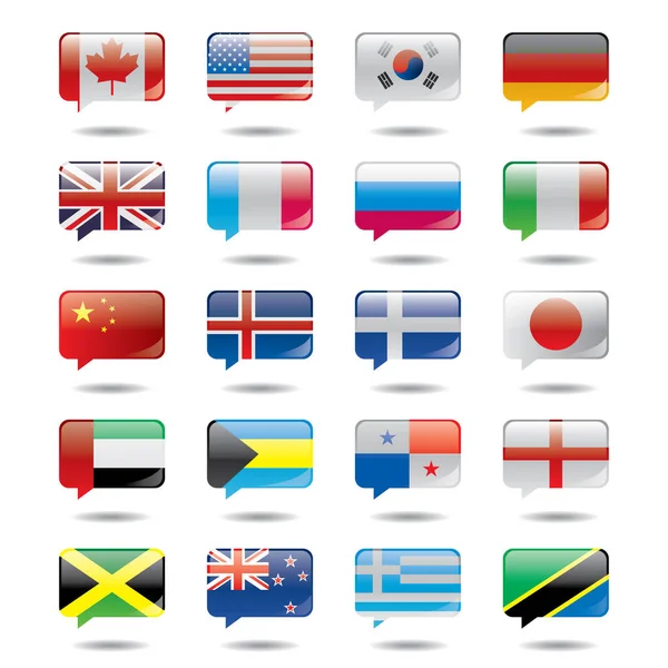 Ένα Διάνυσμα Σημαιών Διαφορετικών Χωρών Λευκό Φόντο — Διανυσματικό Αρχείο
