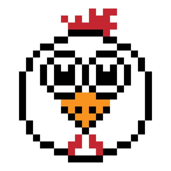 Векторная Иллюстрация Цыпленка Пиксельном Дизайне Белом Фоне — стоковый вектор