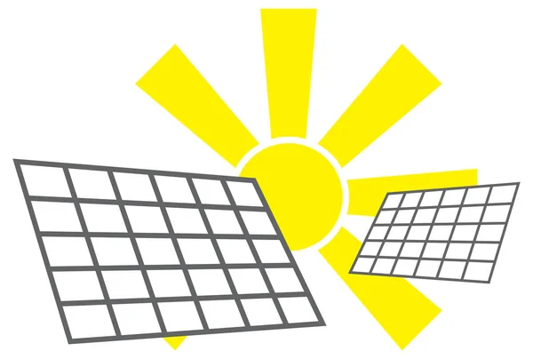 Vetor Sol Painéis Solares Conceito Economia Energia — Vetor de Stock