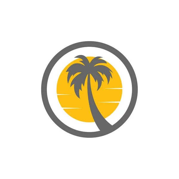 Een Digitale Illustratie Van Een Creatieve Ronde Palmboom Logo Ontwerp — Stockvector