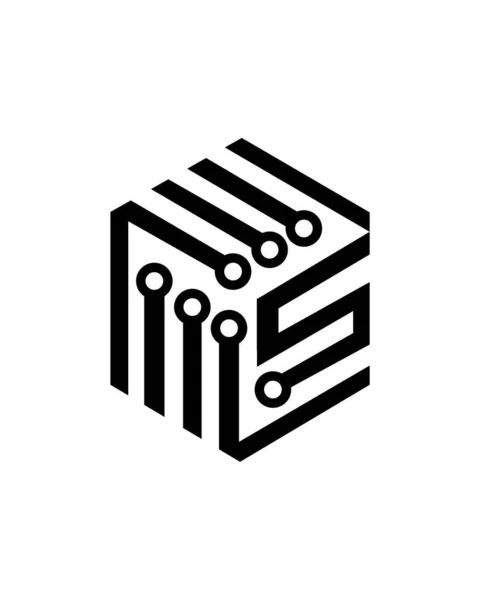 Bir Bilgisayar Iletişim Temalı Logo Bağlantılarının Vektörü Harfi — Stok Vektör