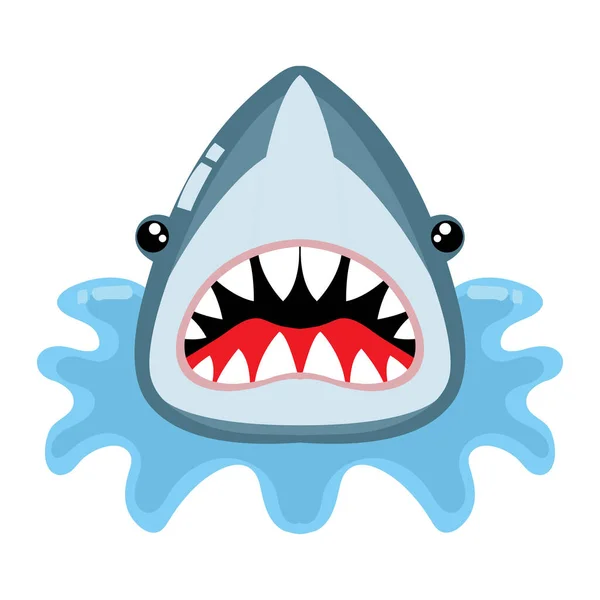 Rekin Otwartymi Ustami Białym Tle — Wektor stockowy