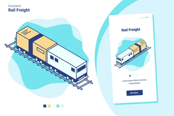 Vektorová Ilustrace Pro Železniční Nákladní Dopravu Mobilní Obrázkovou Verzí — Stockový vektor