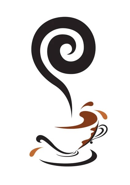 Ein Vektor Der Tasse Kaffee Mit Spritzendem Kaffee Vor Weißem — Stockvektor