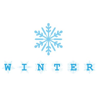 Kar taneli bir kış sezonu, Vector Illustration, beyaz arka planda klipsleme sanatı