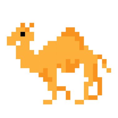 Beyaz arkaplanda kahverengi deve pikseli resim çizimi