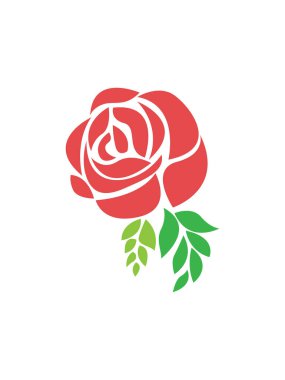 Kırmızı gül simgesi tasarımı çizim şablonu vektosu