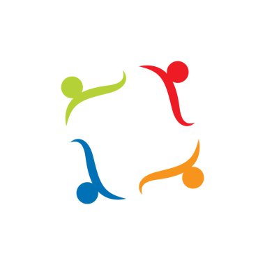 Şirketler için yaratıcı renkli bir insan bağlantı takımı logo tasarımının dijital bir çizimi