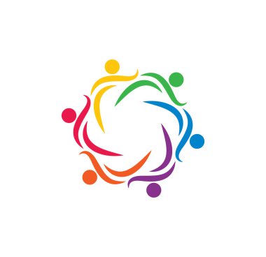 Şirketler için yaratıcı renkli bir insan bağlantı takımı logo tasarımının dijital bir çizimi