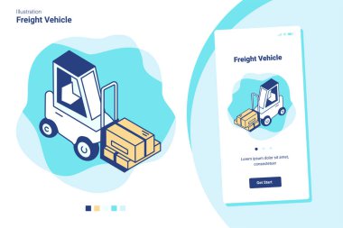Mobil resim sürümlü bir yük aracı için vektör çizimi