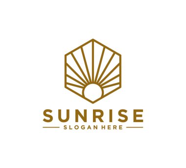 Beyaz arkaplanda gün doğumu logo şablonu