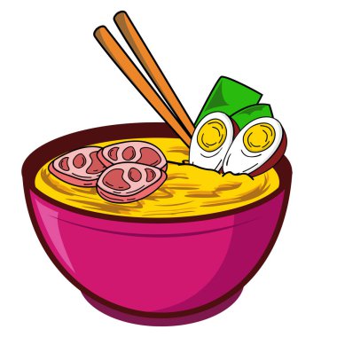 Bir karikatür ramen kase vektörü