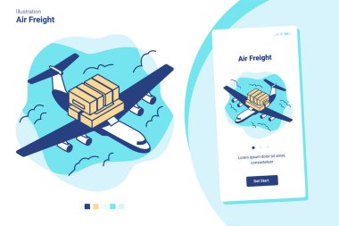 Mobil resim sürümlü hava taşımacılığı için bir vektör illüstrasyonu