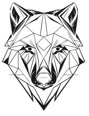 Minimalist Geometrik Isometric Wolf Head