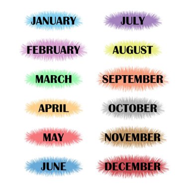 Beyaz arka planda geçen aylar için renkli simgelerin dijital bir çizimi