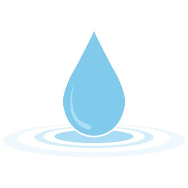 Mavi bir su damlasının vektör çizimi ve beyaz arkaplanda su gerilimi