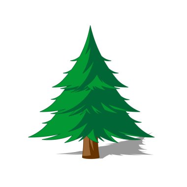 Beyaz arkaplanda yeşil Noel ağacının vektör çizimi