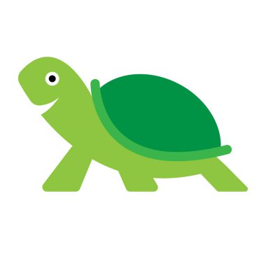 Beyaz arkaplanda şirin bir kaplumbağa klipsi, vektör çizimi