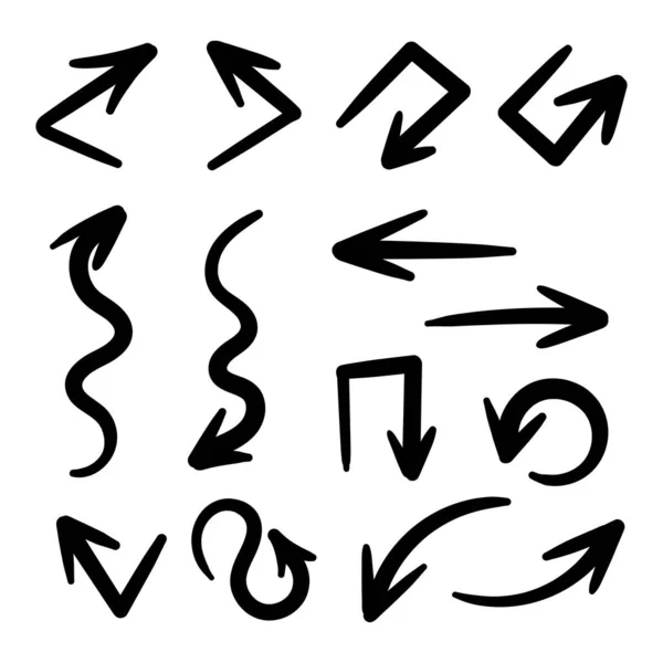 白色背景中手工绘制箭头图标的矢量 — 图库矢量图片