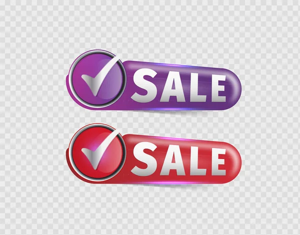 Ein Symbol Des Verkaufs Mit Einem Häkchen Violetten Und Roten — Stockvektor