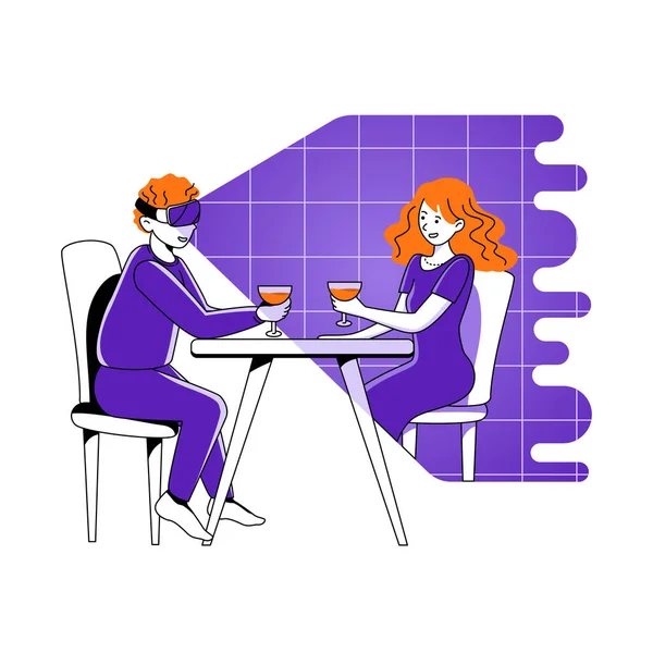 Vector Illustration Couple Dating Cafe — Stock Vector